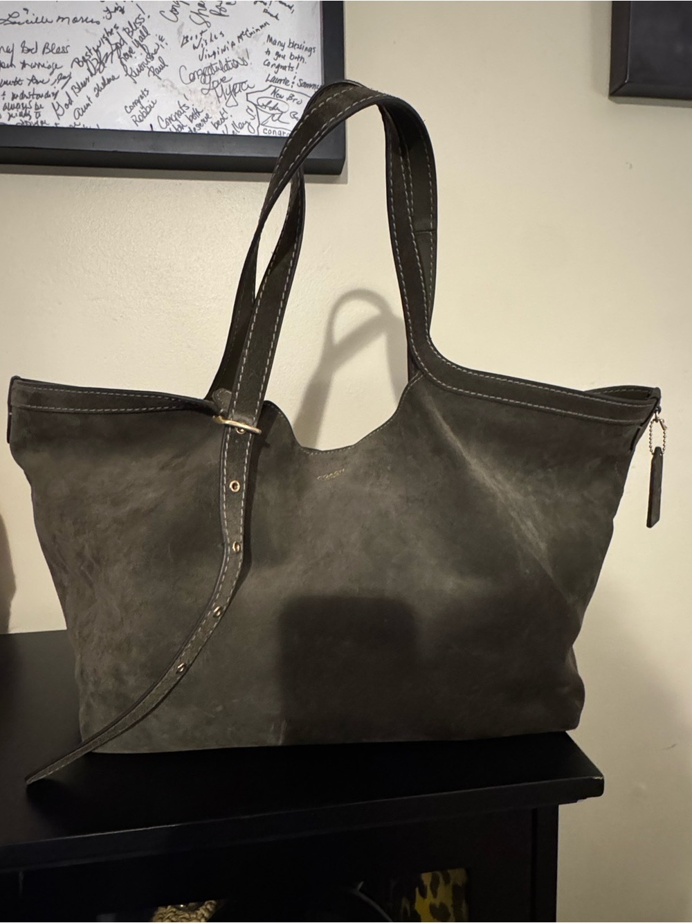 Coach Gramercy Suede Tote Bag in Olive Green
